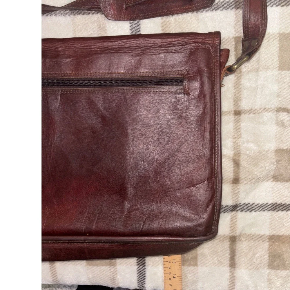 Urban Leather Messenger Bag Dark Brown Full Grain Leather Adjustable Strap